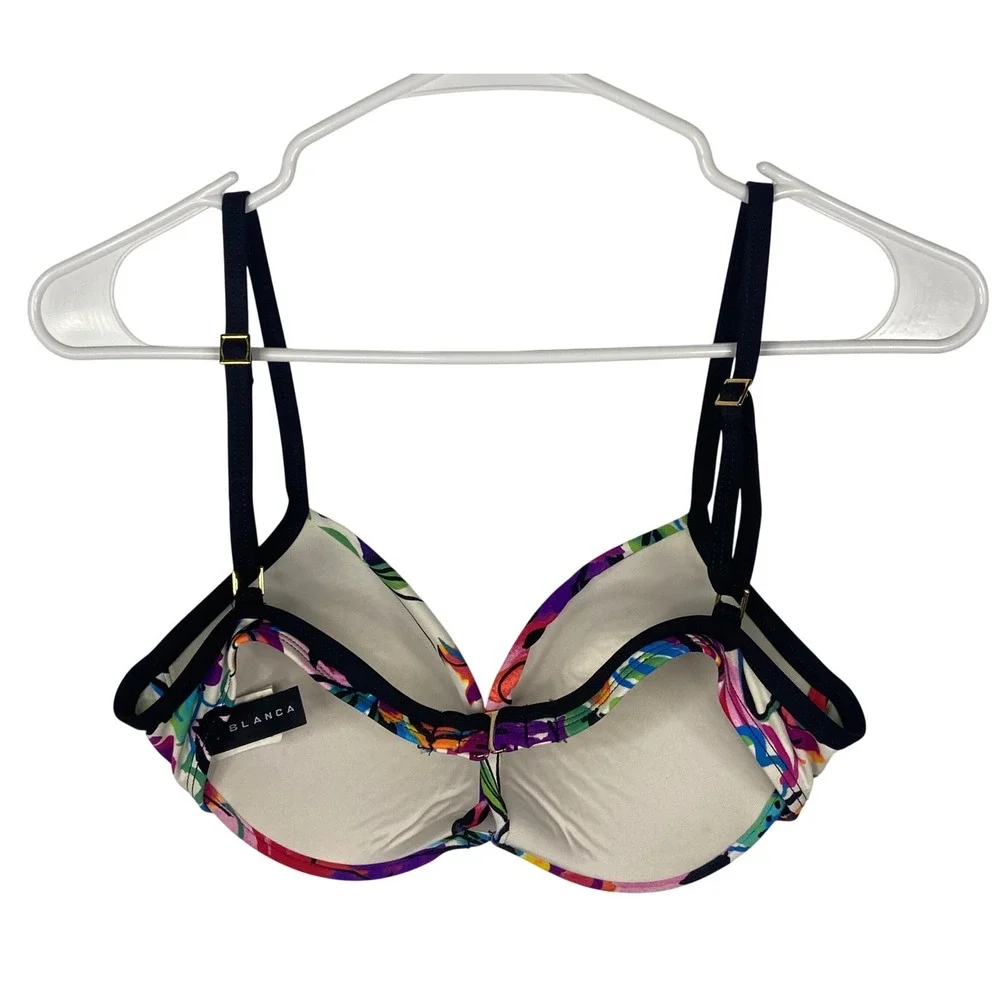 La Blanca Floral Underwire Bikini‎ Top Multi Color Abstract Womens 12